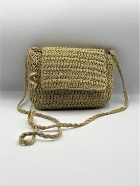 Sharif Vintage Woven Gold Crossbody Bag Braided Strap Coastal Chic